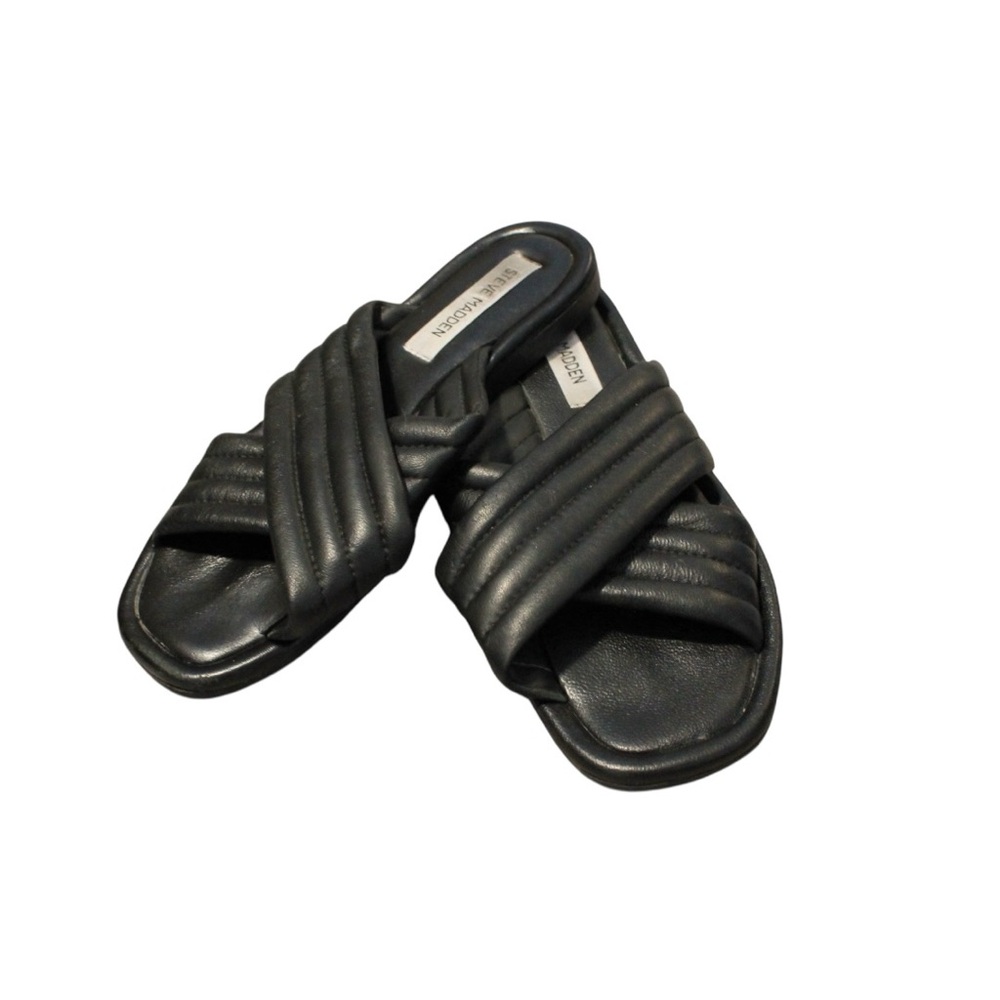 Steve Madden Black Quilted Slide Sandals